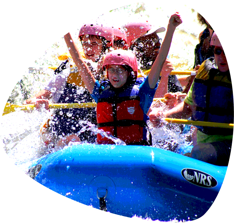 Children enjoying a lower Pigeon River rafting trip.