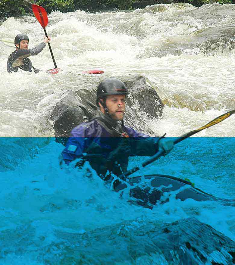 Kayakers going down the Pigeon River in Hartford, TN.